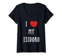 Mujer Amo A Isidoro Nombre Gracioso Camiseta Cuello V