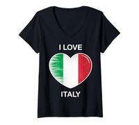 Mujer Amo A Italia, Mi País De Origen, El Corazón De Italia. Camiseta Cuello V