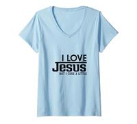 Mujer Amo a Jesús, Pero a Veces me callo un Poco Camiseta Cuello V