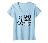 Mujer Amo a Jesús Pero yo Cristo Dios Cristiano Cruzar Hombres y Mujeres Camiseta Cuello V