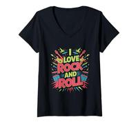 Mujer Amo a los Amantes de la música Rock and Roll Camiseta Cuello V