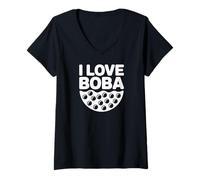 Mujer Amo a los Amantes del té de Burbujas Boba Camiseta Cuello V