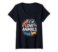 Mujer Amo a los Animales Entusiasta de la Vida Silvestre Camiseta Cuello V