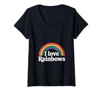Mujer Amo a los entusiastas del Orgullo Vibrante del Arco Iris Camiseta Cuello V