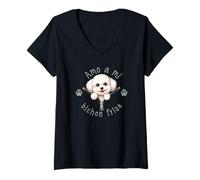 Mujer Amo a mi Bichon Frise Camiseta Cuello V