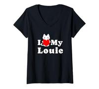 Mujer Amo a mi dueño de Gato Louie Pet Kitten Lover Camiseta Cuello V