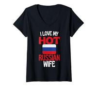 Mujer Amo a mi Esposa Rusa Caliente relación Rusa Divertida de Rusia Camiseta Cuello V
