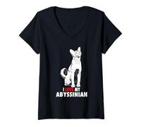 Mujer Amo a mi Gato Abisinio, abisinia, etíope Camiseta Cuello V