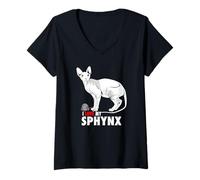 Mujer Amo a mi Gato Sphynx Camiseta Cuello V