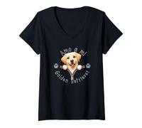 Mujer Amo a Mi Golden Retriever Camiseta Cuello V