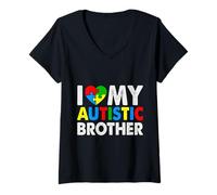 Mujer Amo a mi Hermano Autista Autismo Camiseta Cuello V
