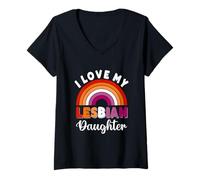 Mujer Amo a mi Hija Lesbiana Orgullo LGBTQ Lesbianas Orgullo Camiseta Cuello V