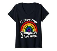 Mujer Amo a mi hija y a su esposa Derechos gay Orgullosos padres LGBTQ Camiseta Cuello V