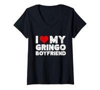 Mujer Amo a mi Novio Gringo, Amo a mi Novio Gringo Camiseta Cuello V