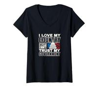 Mujer Amo a mi país, no confíes en mi gobierno patriótico USA Camiseta Cuello V