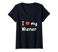 Mujer Amo a mi Perro Yorkie Heart Yorkshire Terrier, mamá y papá Camiseta Cuello V