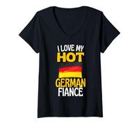 Mujer Amo a mi prometido alemán Caliente relación Divertida Alemania Camiseta Cuello V