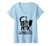 Mujer Amo a mis Abuelos, Abuelo, Gato, papá, Amante de los Animales Camiseta Cuello V