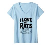 Mujer Amo a mis Ratas, Lindas Amantes de Las Mascotas, la Vida de Las Ratas Camiseta Cuello V