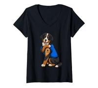 Mujer Amo a papá, Perro Tatuado, papá, Amante de los Perros de montaña berneses Camiseta Cuello V