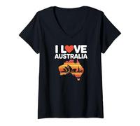 Mujer Amo Australia Iconic Monumentos Silueta Camiseta Cuello V