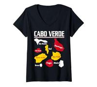 Mujer Amo Cabo Verde Cabo Verde Con Cabo Verde Bandera Mapa Independencia Camiseta Cuello V