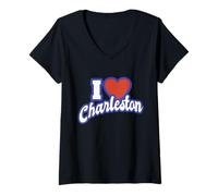 Mujer Amo Charleston West Virginia Camiseta Cuello V