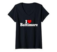 Mujer Amo CORAZÓN Baltimore Maryland Camiseta Cuello V
