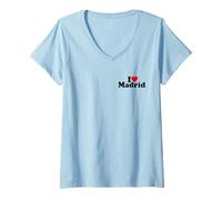Mujer AMO CORAZÓN MADRID ESPAÑA Camiseta Cuello V