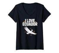 Mujer Amo Ecuador Cultura Montañas Cóndor Camiseta Cuello V