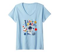 Mujer Amo el Espacio Lindo Astronauta Camiseta Cuello V