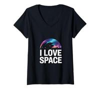 Mujer Amo el Espacio Sueños celestiales Aventura Cósmica Camiseta Cuello V