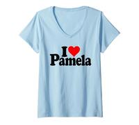 Mujer AMO EL NOMBRE DE PAMELA DEL CORAZÓN EN UNA TEE Camiseta Cuello V