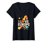 Mujer Amo Europa Aventura Wanderlust Camiseta Cuello V