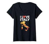 Mujer Amo Italia Aventura Viajes Monumentos Camiseta Cuello V