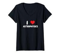 Mujer Amo la astrofísica Corazón Estrellas Galaxia Física Ciencia Espacio Camiseta Cuello V