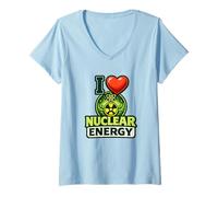 Mujer Amo la energía Nuclear Átomo Ciencia Pro Nuclear Camiseta Cuello V