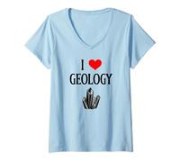 Mujer Amo la geología I Corazón Geología Científico Amante de la Ciencia Camiseta Cuello V