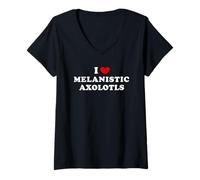 Mujer Amo los axolotes melanísticos, I Axolotls melanísticos del corazón Camiseta Cuello V