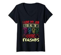 Mujer Amo mi trabajo por pequeñas razones Camiseta Cuello V