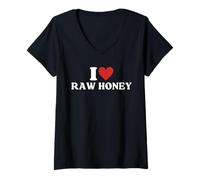 Mujer Amo miel cruda sin procesar miel Camiseta Cuello V
