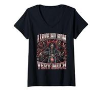 Mujer Amo Mucho a mi mamá Hard Skeleton Meme Bootleg Camiseta Cuello V