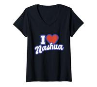 Mujer Amo Nashua New Hampshire Camiseta Cuello V