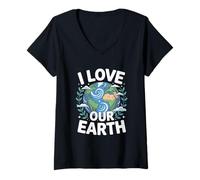 Mujer Amo Nuestra Tierra Naturaleza Conservación Camiseta Cuello V