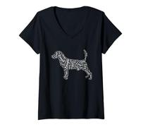 Mujer Amor Beagle Sabueso Silueta Perro Palabra Nube Dueño Mascota Camiseta Cuello V