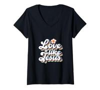 Mujer Amor como Jesús - Palabras Cristianas de Dios Religioso Camiseta Cuello V