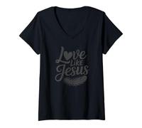 Mujer Amor como Jesús - Recordatorio de bondad de fe Camiseta Cuello V
