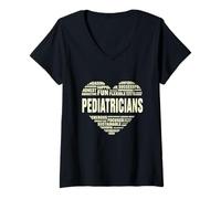 Mujer Amor Corazón Datos Pediatras Amante Vida Pediátrica Buen Trabajo Camiseta Cuello V
