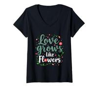 Mujer Amor Crecimiento como Flores Conexión Natural Camiseta Cuello V