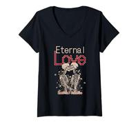 Mujer Amor Eterno Romance Inmortal Amante Declaración Romántico Camiseta Cuello V
